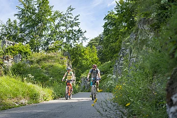 Radler unterwegs auf dem Altmühltal-Radweg bei Kipfenberg